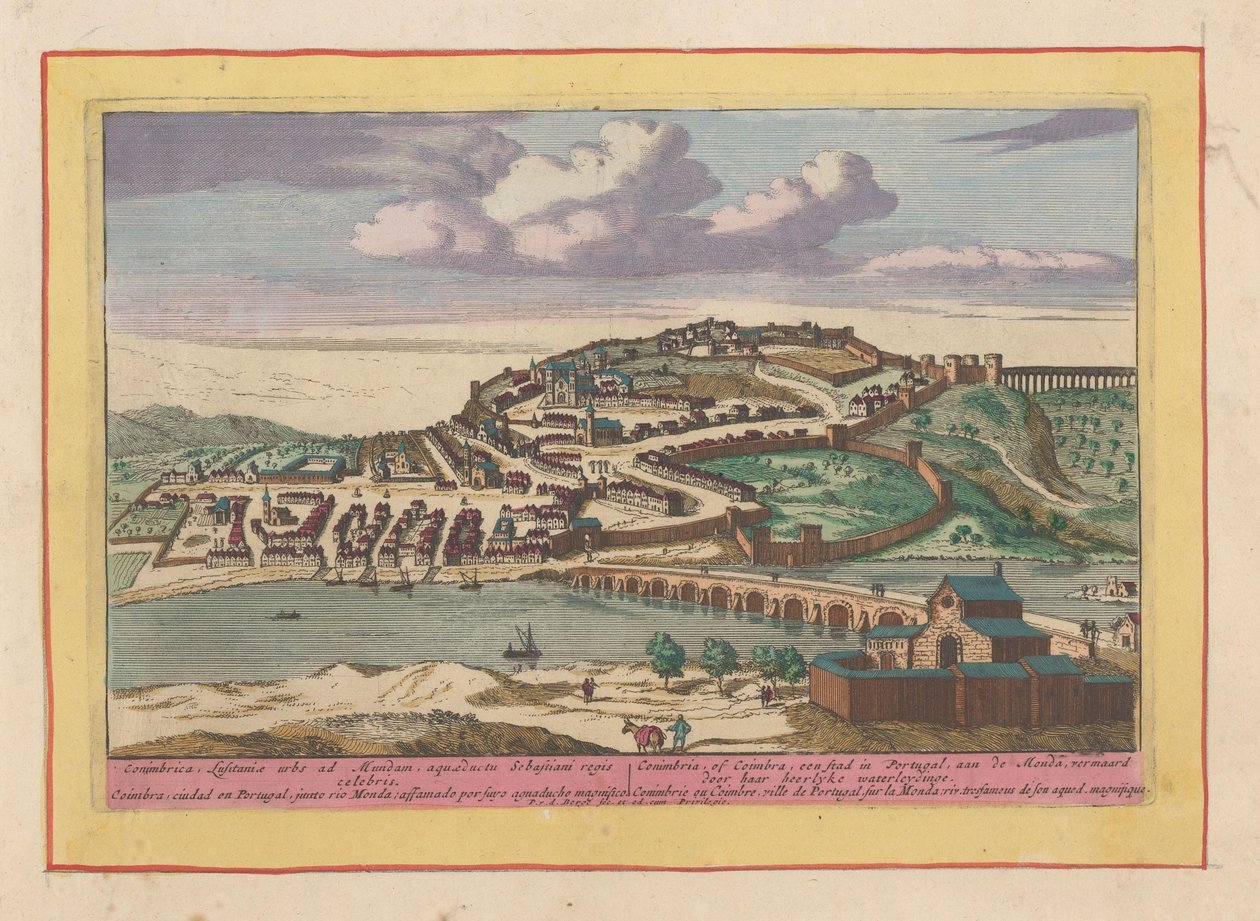 Pohled na portugalské město Coimbra Coimbra, nebo Coimbra, město v Portugalsku, na Mondě (název na objektu) Theatrum Hispaniae (...) (název série) od Pieter van den Berge