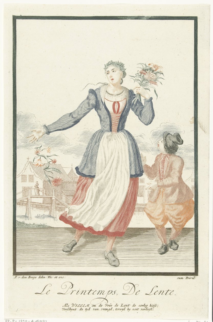 Mladá žena s kyticí Le Printemps / The Spring (název na objektu) The Four Seasons (název série) od Pieter van den Berge