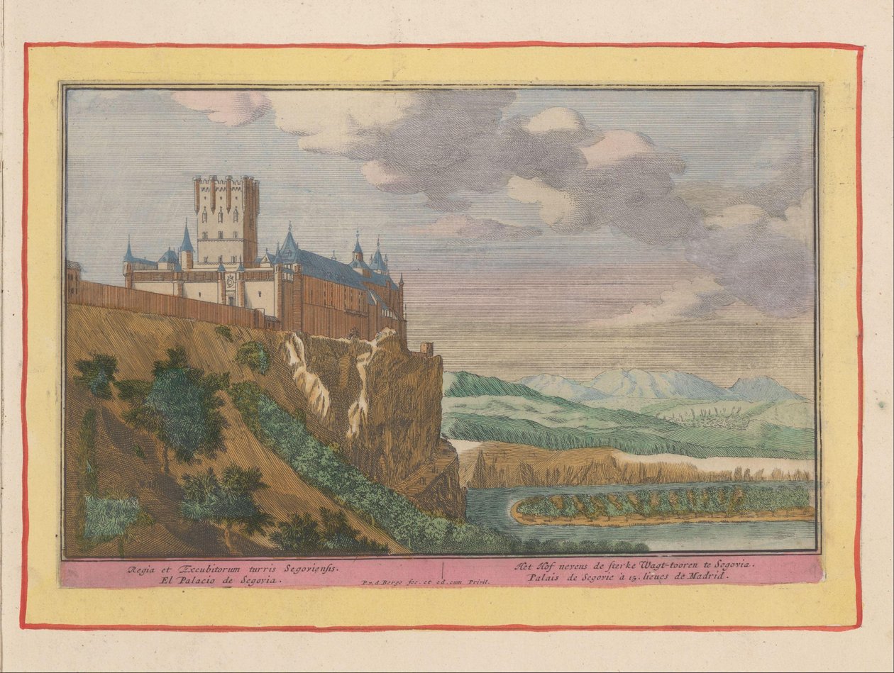 Kasteel van Segovia Het Hof nevens de sterke Wagt-tooren te Segovia / Regia et Excubitorum turris Segovia (název na objektu) Divadlo Španělska (...) (název seriálu) od Pieter van den Berge