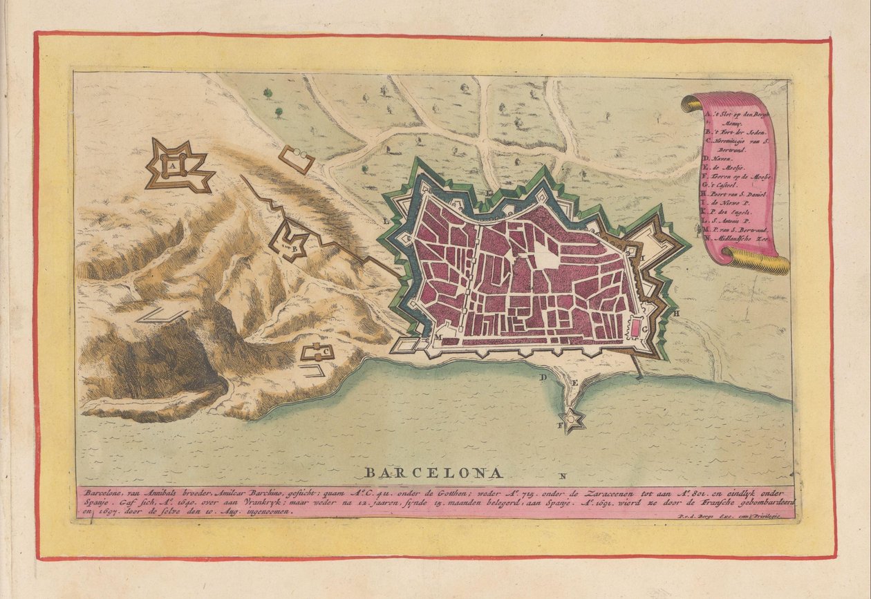 Plattegrond van Barcelona Barcelona (název na objektu) Divadlo Španělska (...) (název seriálu) od Pieter van den Berge