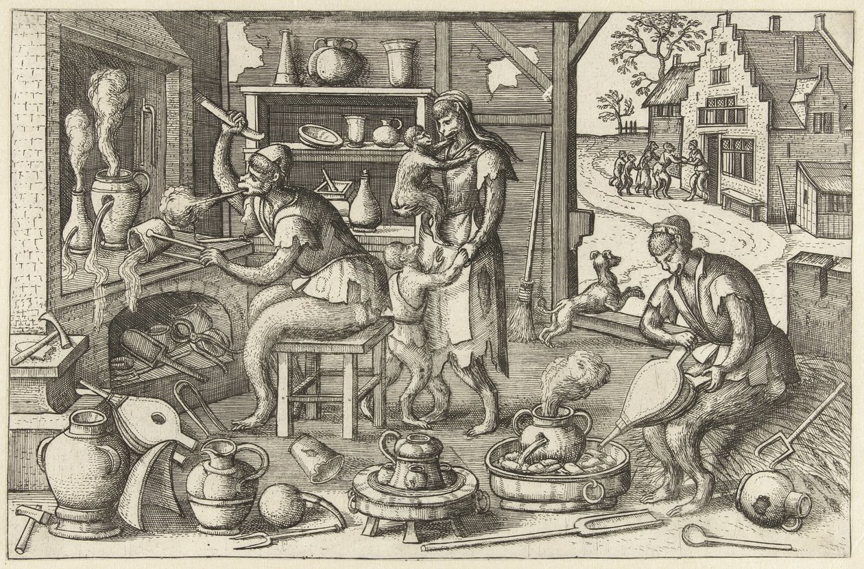 Alchymista Apenspel (název série) od Pieter van der Borcht (I)