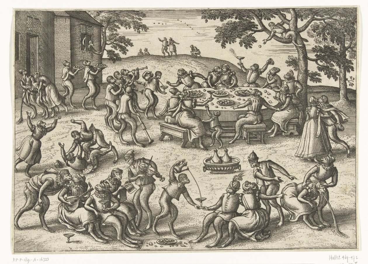 Open air banket Monkey game (název série) od Pieter van der Borcht (I)