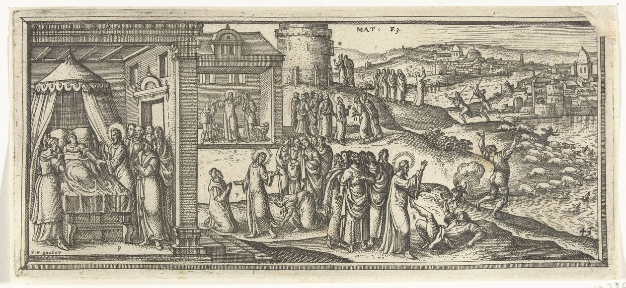 Uzdravení Kristova Biblické scény (název série) od Pieter van der Borcht (I)