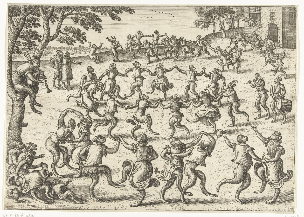 Rondedans Apenspel (název série) od Pieter van der Borcht (I)
