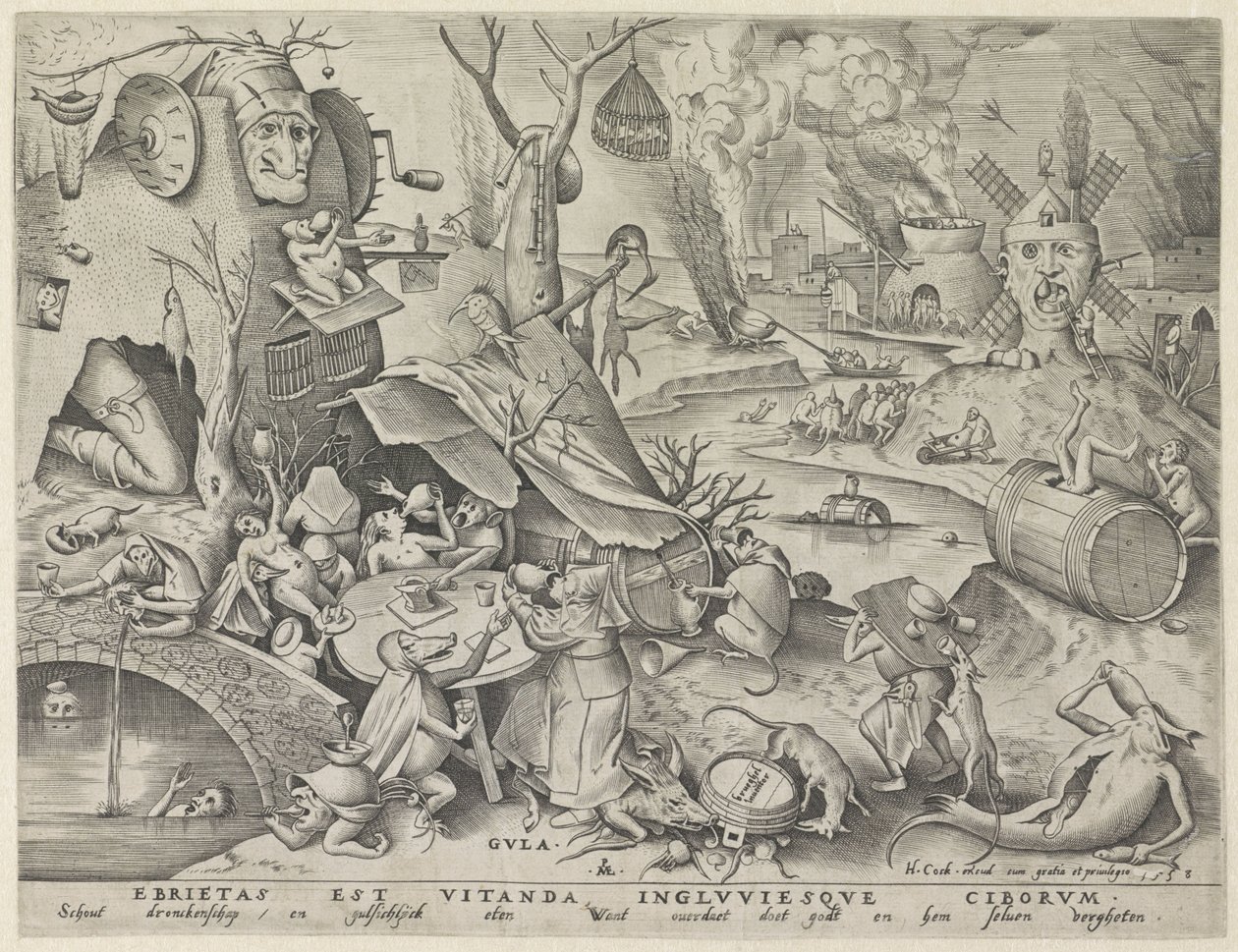 žravost Gula (název na objektu) Sedm smrtelných hříchů (název série) od Pieter van der Heyden