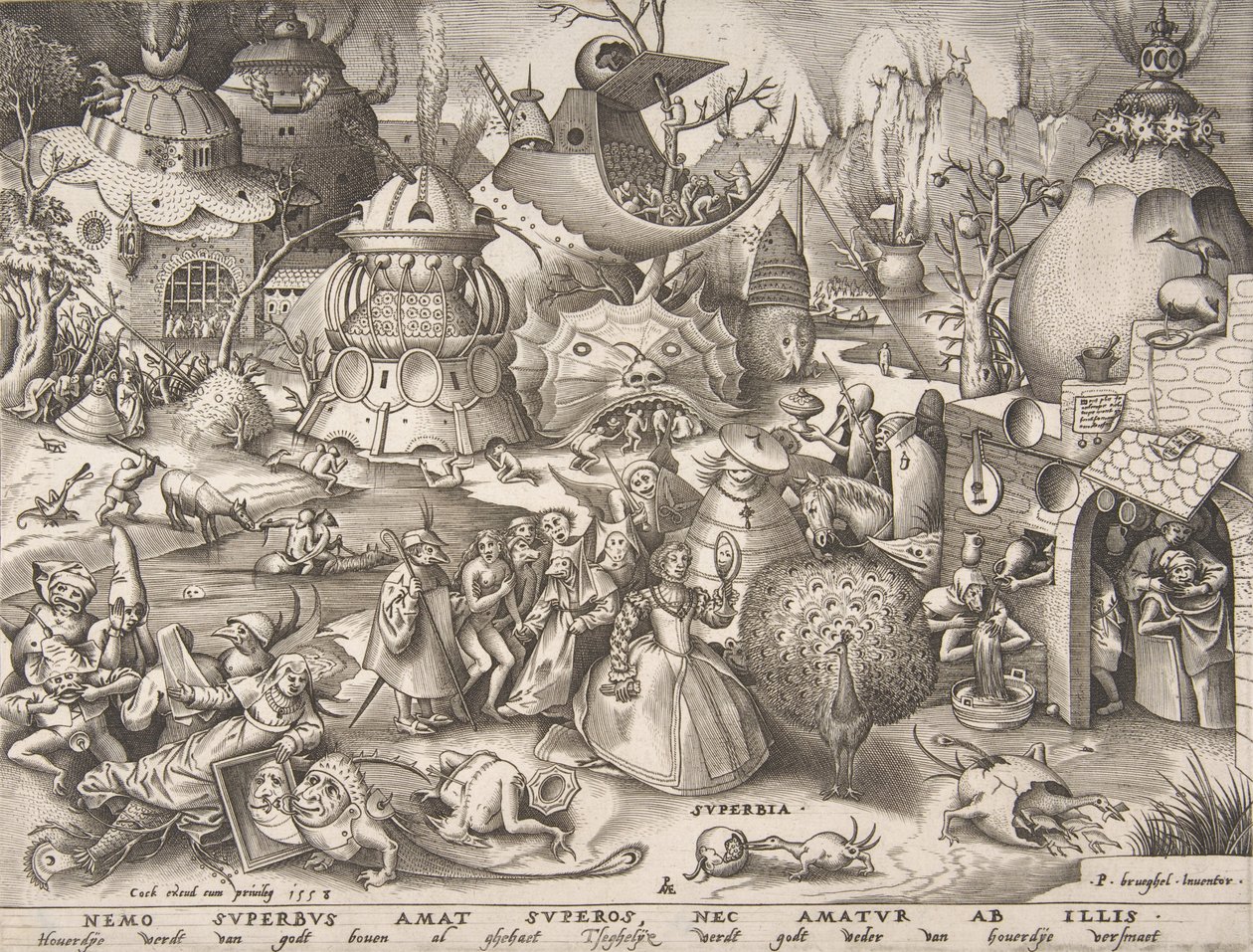 Pride Superbia, ze série Sedm smrtelných hříchů, 1558. od Pieter van der Heyden