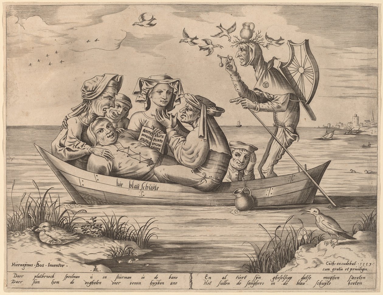Die Blau Schuyte (Loď bláznů) od Pieter van der Heyden after Hieronymus Bosch