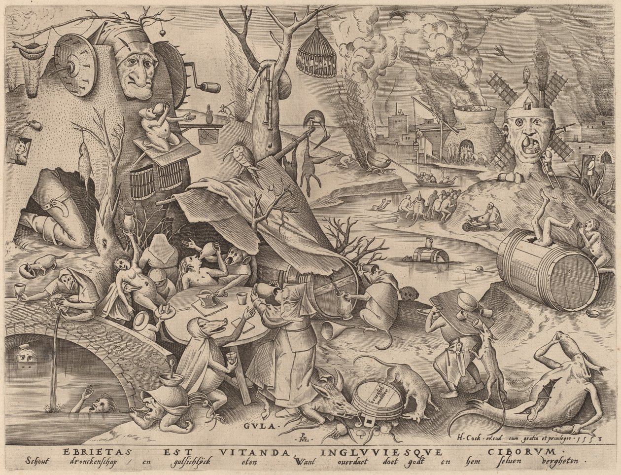Žravost od Pieter van der Heyden after Pieter Bruegel the Elder