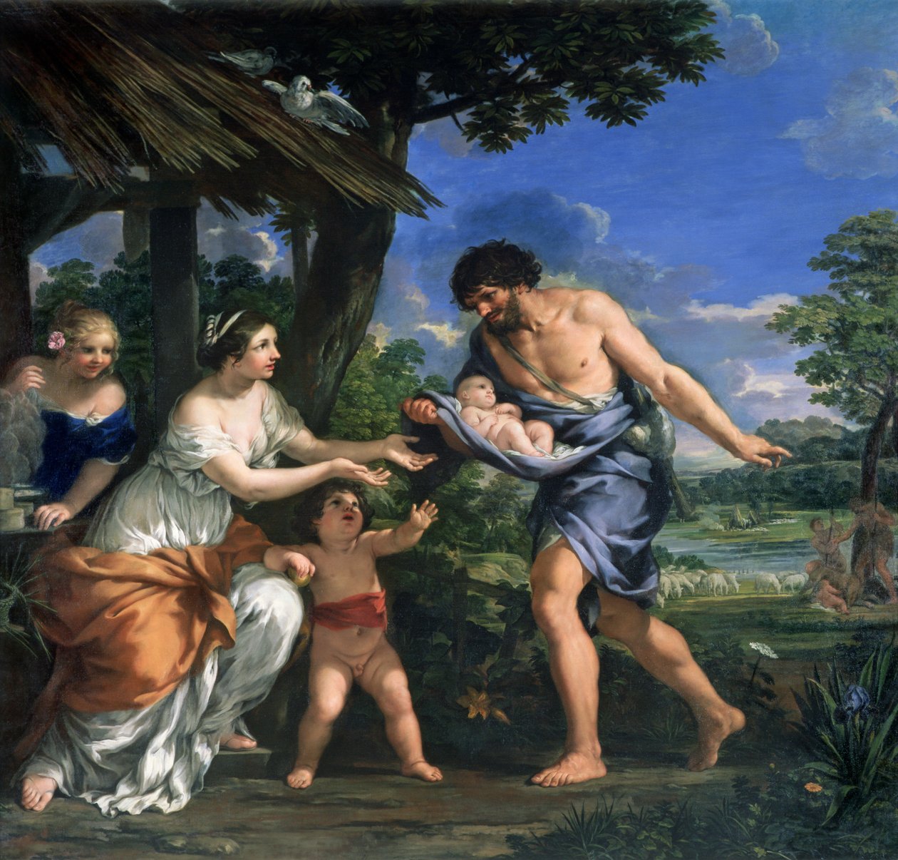 Faustulus svěřuje Romula a Rema své ženě Acce Larentii, asi 1643 od Pietro da Cortona