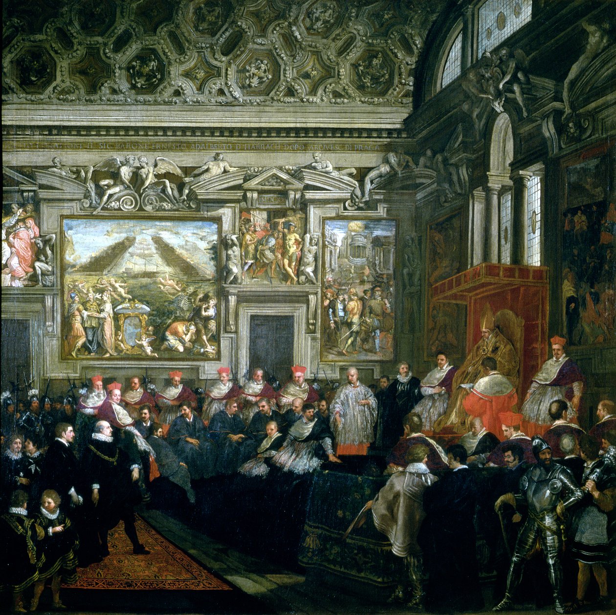 Papež Pavel V. (1522-1621) s audienci, 1620 od Pietro da Cortona