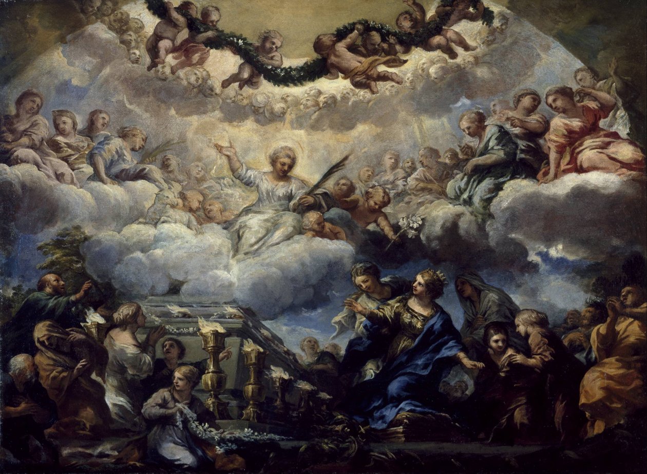 Vize Saint Constantias před Hrobem svatých Anežky a Emerentiany od Pietro da Cortona