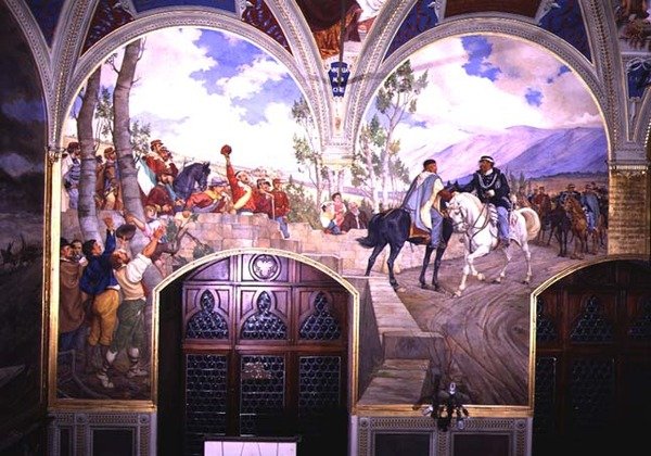 Setkání mezi Giuseppem Garibaldim (1807-82) a králem Vittoriem Emanuelem II. (1820-78) dne 26. října 1860 v Teano, Itálie, 1886 (podrobnosti viz 106238) od Pietro Aldi