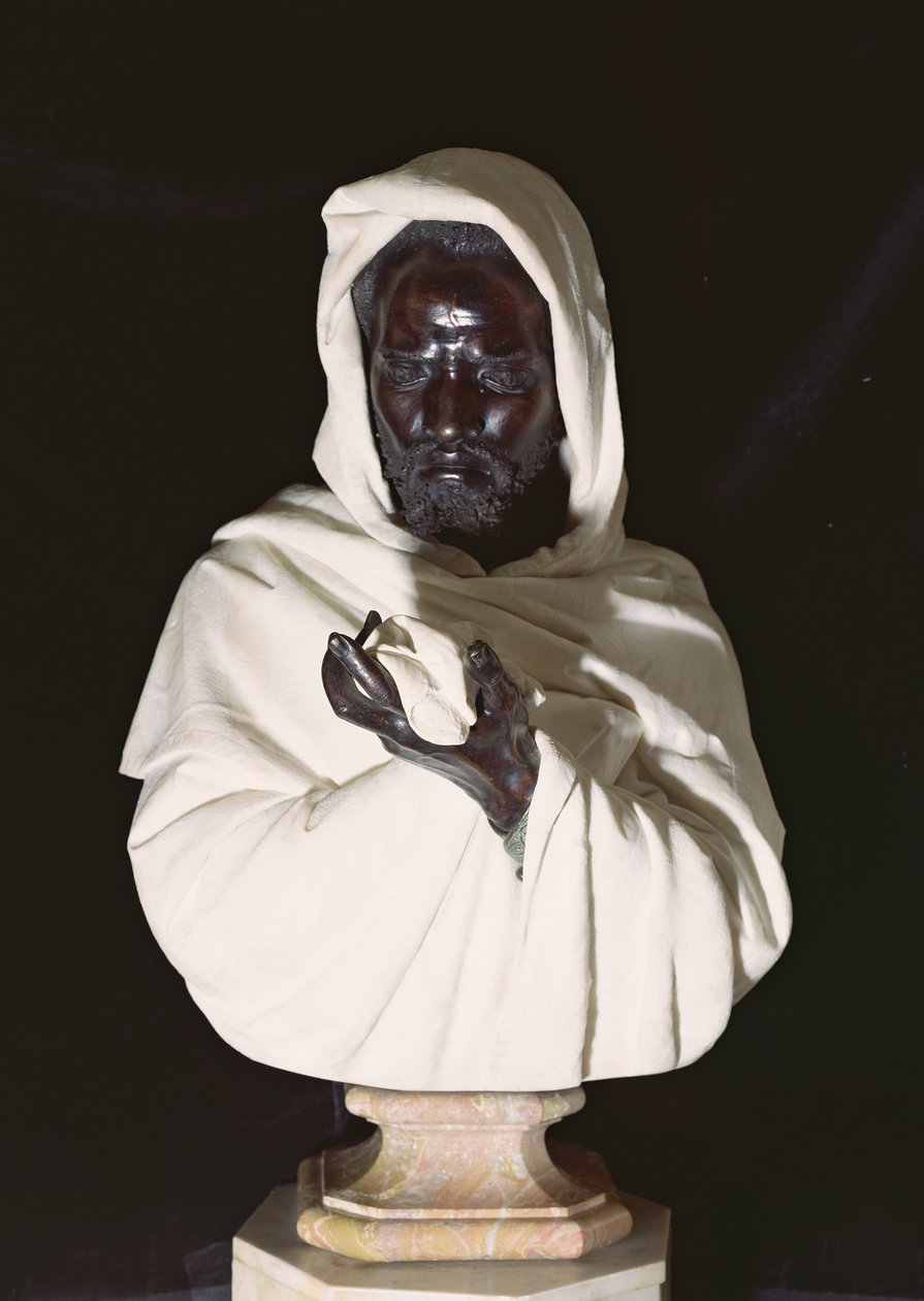 Othello, 1872 (bronz a bílý mramor na onyxovém soklu) od Pietro Calvi