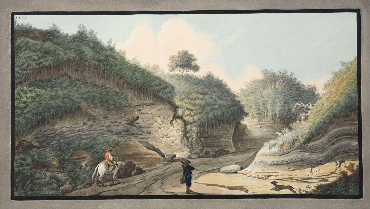 Pohled na dutou cestu vedoucí z jeskyně Pausilipo do Pianury, deska XXXX, z „Campi Phlegraei: Pozorování sopek na dvou Sicílii“, od Sira Williama Hamiltona (1730-1803), publi od Pietro Fabris