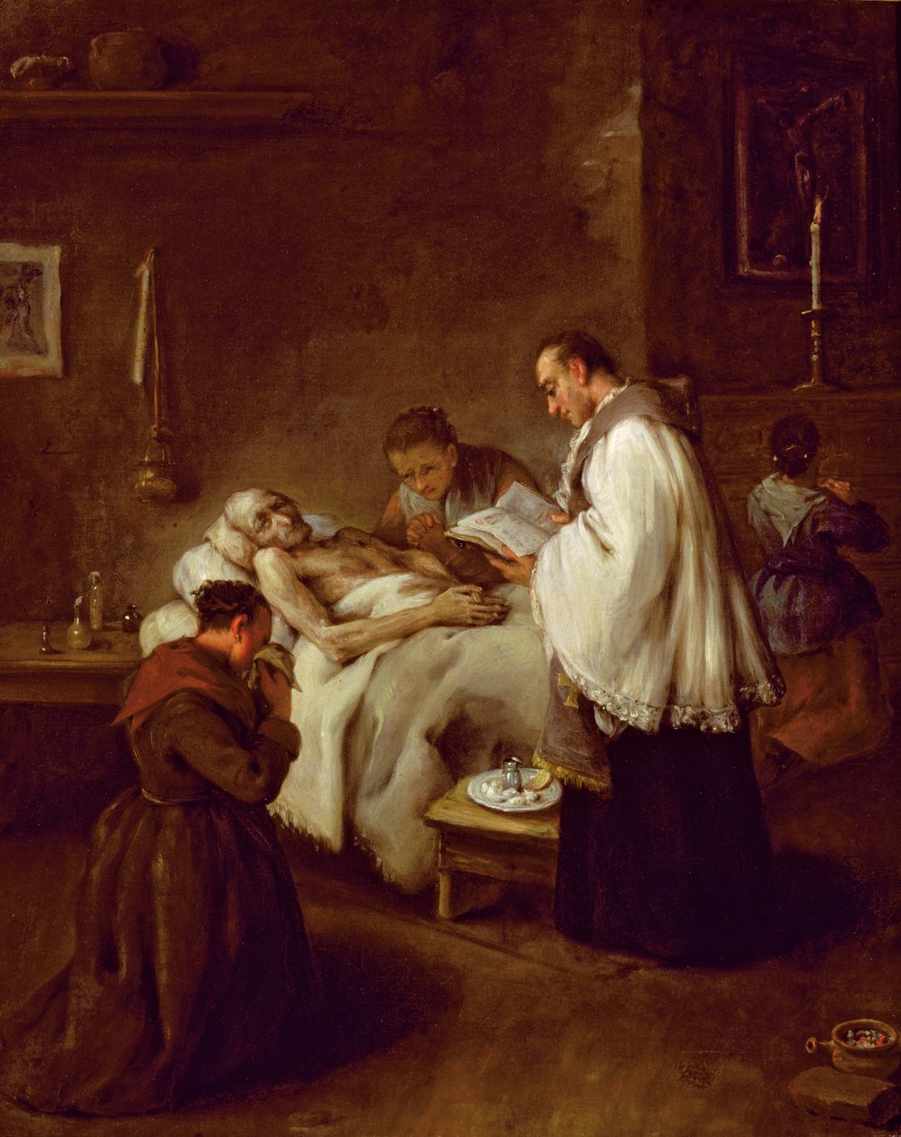 Extrémní pomazání, asi 1755 od Pietro Longhi