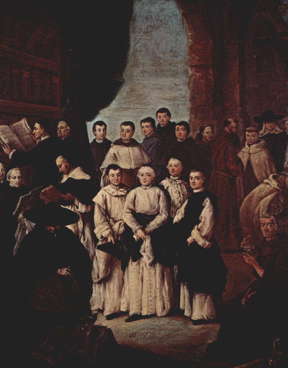 Skupinový obraz benátských mnichů, kánonů a členů benátských bratrstev od Pietro Longhi