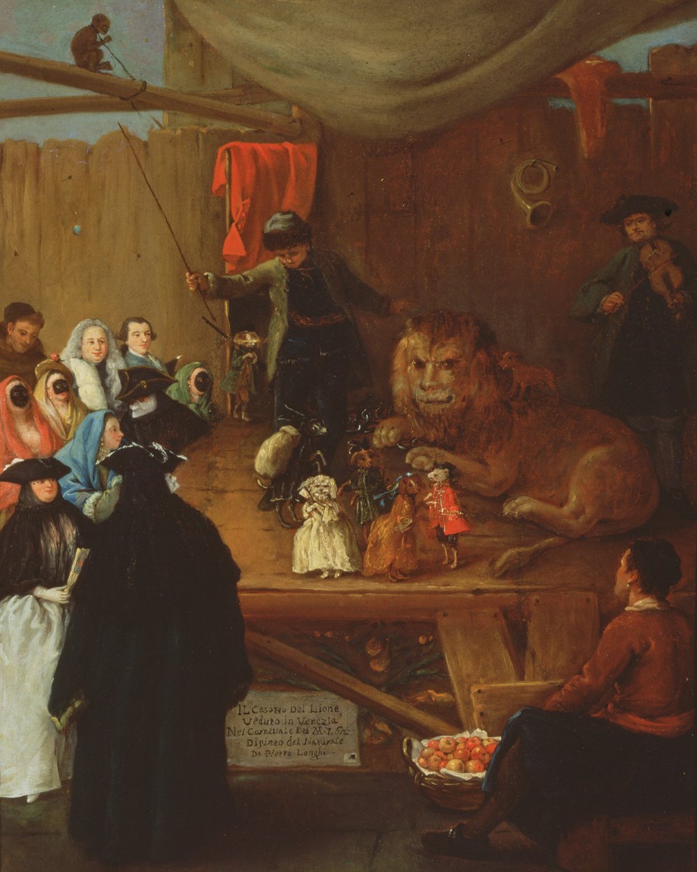 Lions Cage, jak je vidět v Benátkách na karnevalu v roce 1765 od Pietro Longhi