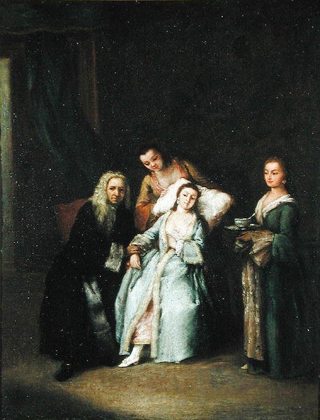 Nemocná žena, kolem roku 1740 od Pietro Longhi