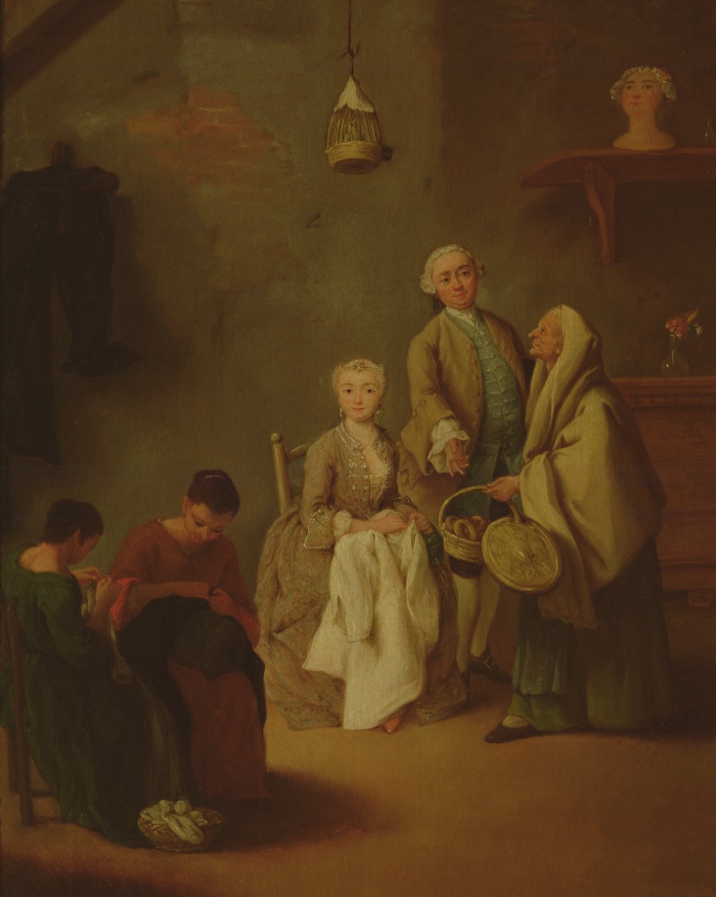 Ženy Šití od Pietro Longhi