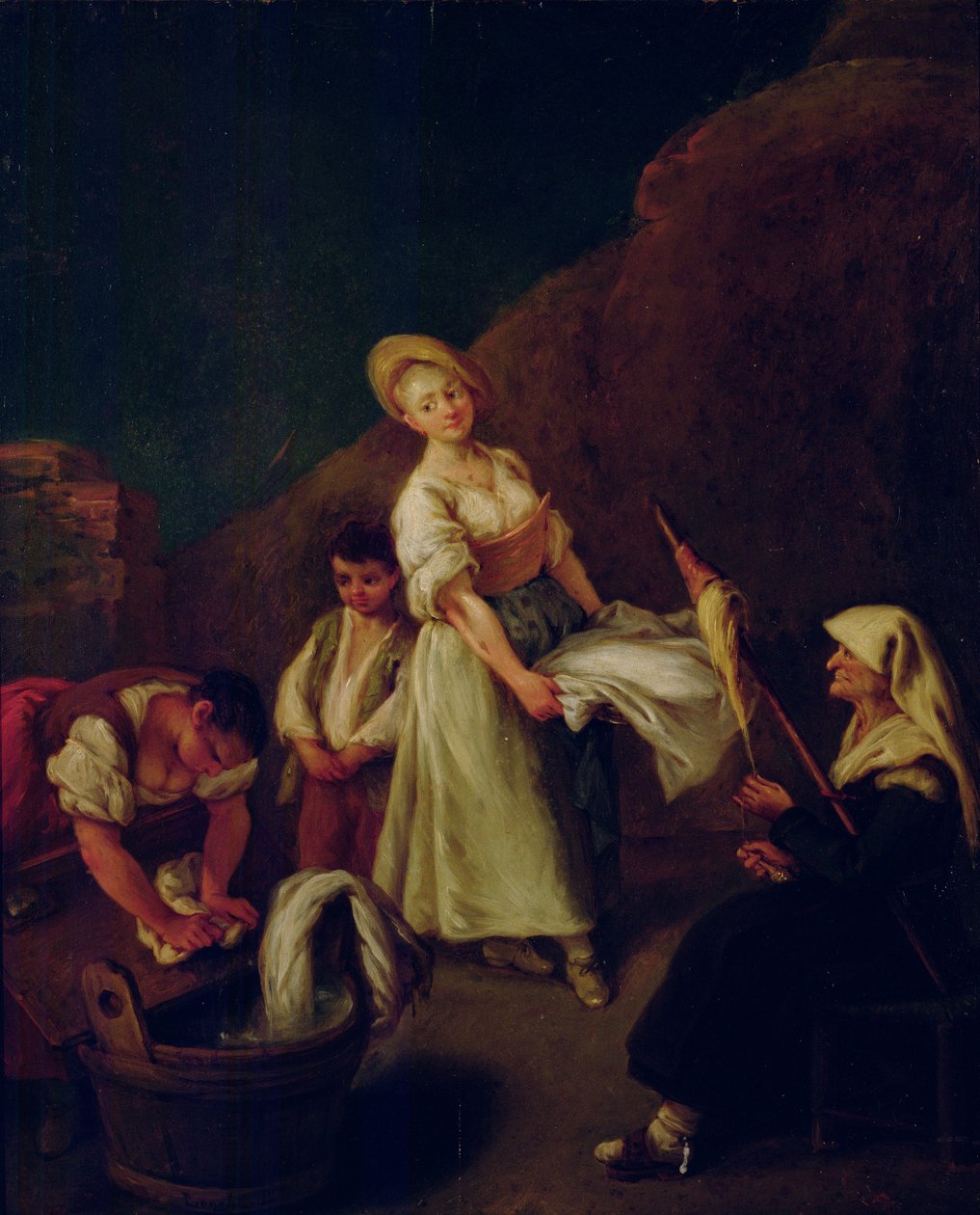 Ženy praní a předení od Pietro Longhi