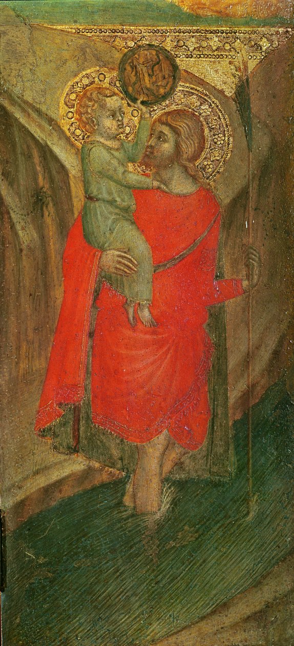 Triptych Panny Marie s dítětem (levý panel: Saint Christopher) (tempera na dřevě) od Pietro Lorenzetti