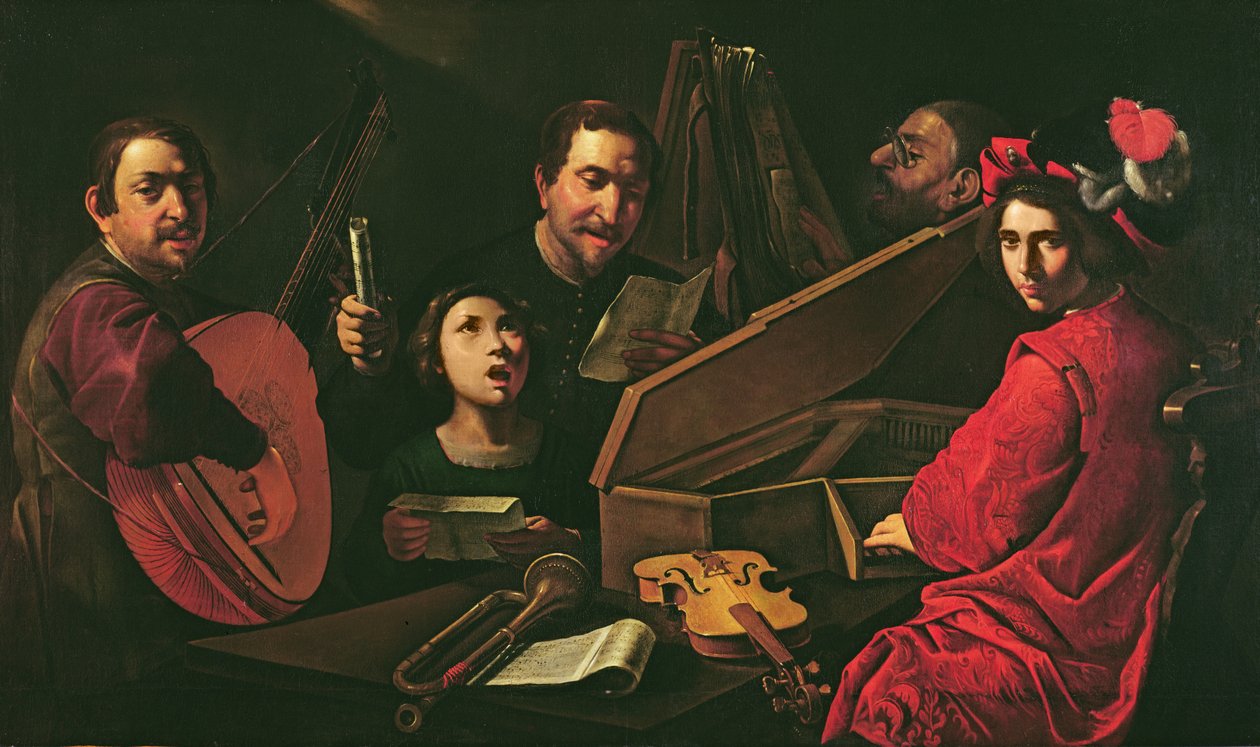 Koncert s hudebníky a zpěváky, c.1625 od Pietro Paolini