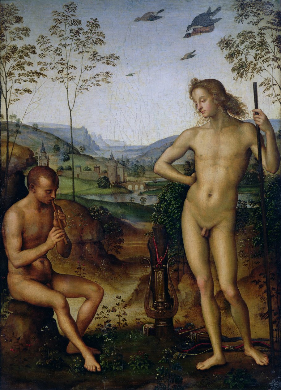 Apollo a pastýř Dafnis, kolem 1490-1500 od Pietro Perugino