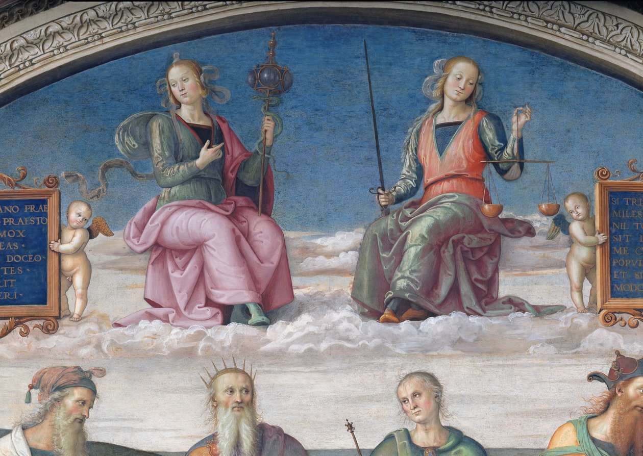 Detail obezřetnosti a spravedlnosti, z Lunette v Sala dell