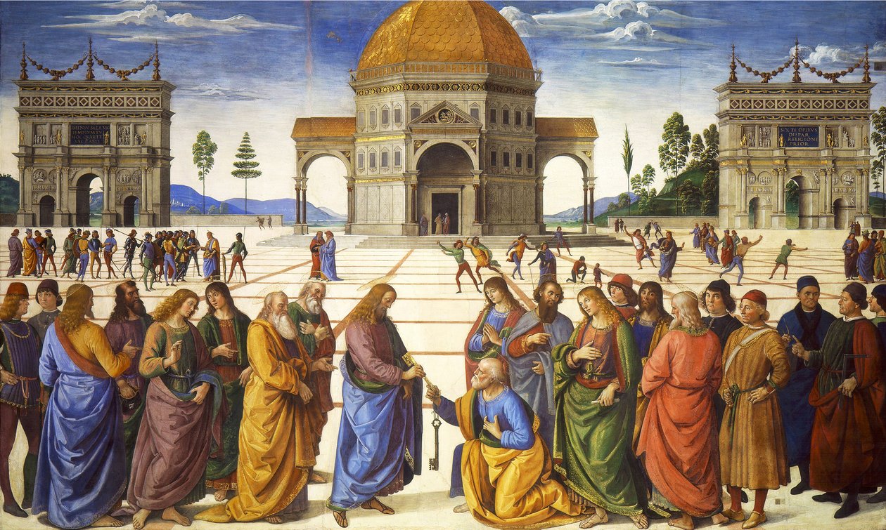 Předání klíčů svatému Petrovi, od Sixtinské kaple, 1481 od Pietro Perugino