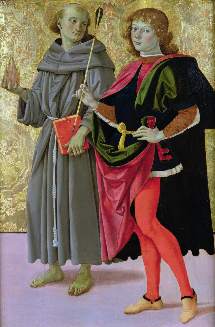 Sv. Šebestián s františkánským světcem, kolem roku 1473 od Pietro Perugino