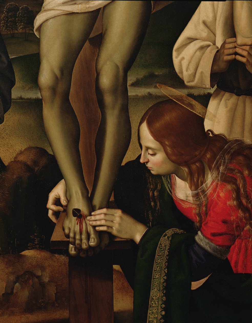 Ukřižování se světci, asi 1480-1500 olej na desce detail 85666 od Pietro Perugino