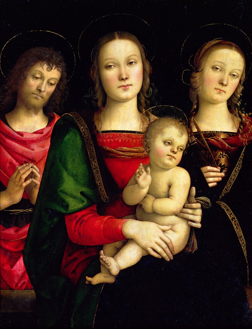 Madona s dítětem se svatým Janem Křtitelem a svatou Kateřinou Alexandrijskou od Pietro Perugino
