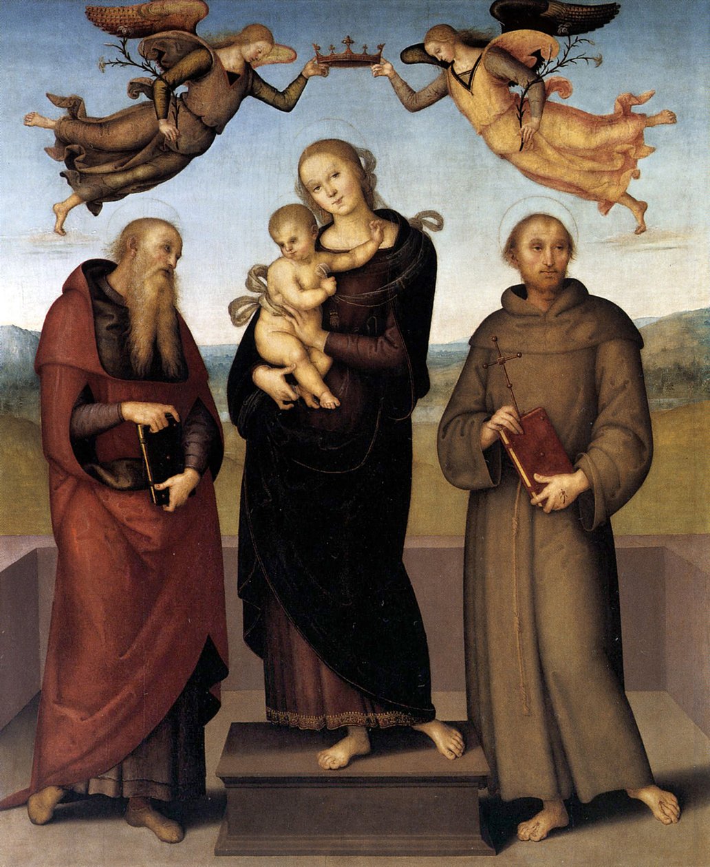 Panny Marie Loretské se svatým Jeronýmem a svatým Františkem, 1507-15 od Pietro Perugino