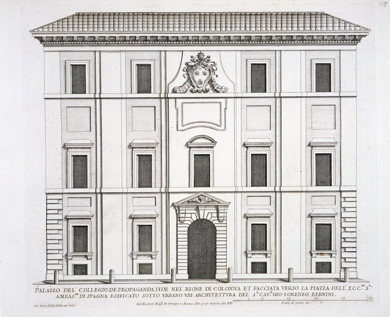 Palazzo del Collegio de Propaganda Fide, z „Palazzi di Roma“, část II, vydáno v 70. letech 17. století od Pietro Ferrerio