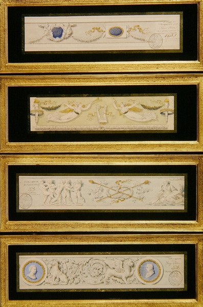 Čtyři návrhy vlysů, cca 1823 (akvarel, inkoust a mytí na papíře) od Pietro (attr. to) Ghinelli