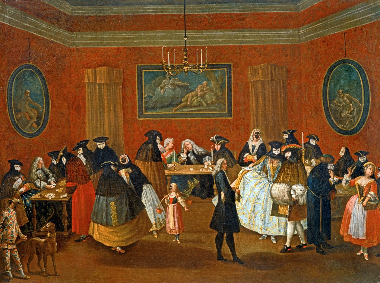Ridotto: maškarní scéna ... (malba na plátně) od Pietro (circle of) Longhi