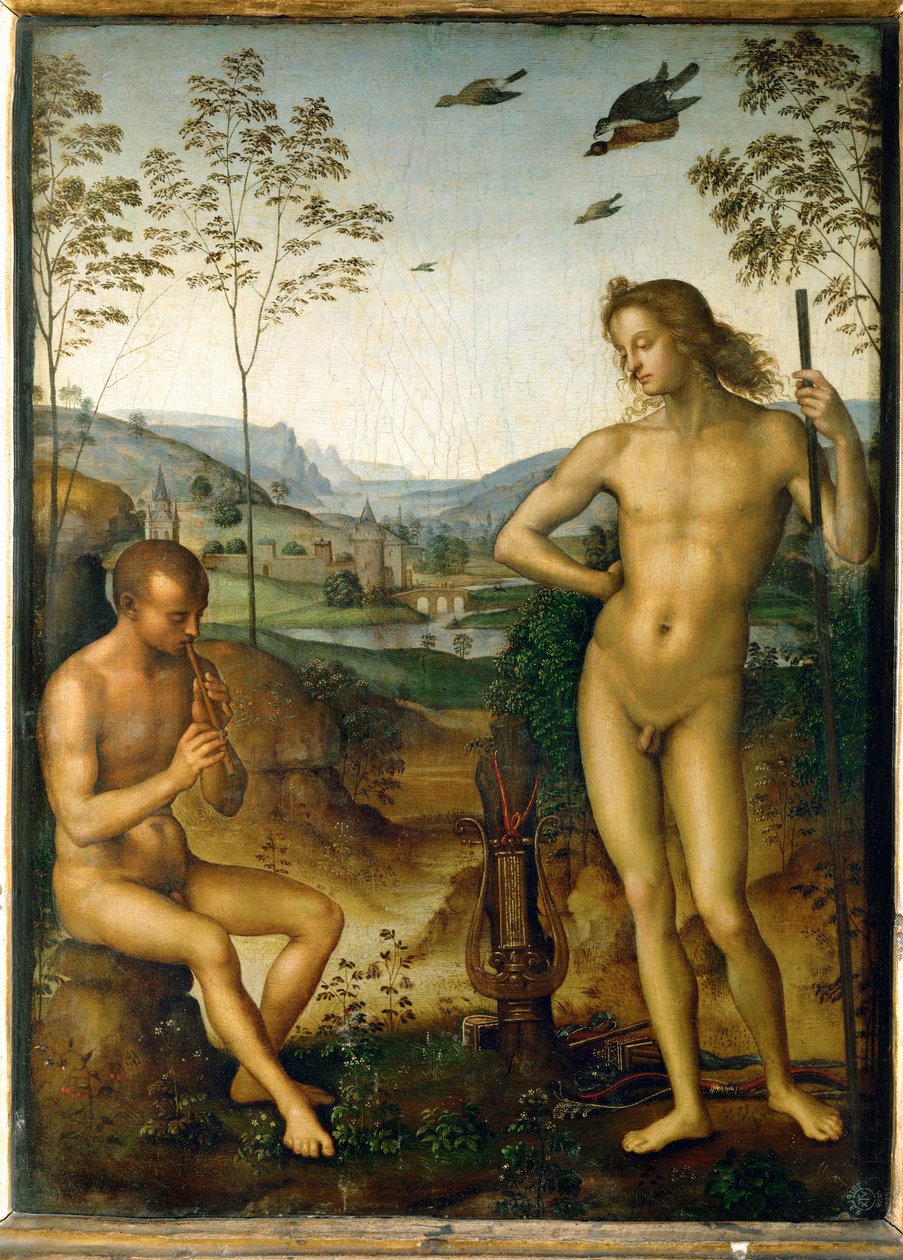 Apollon et Marsyas - Apollon a Marsyas ... od Pietro (studio of) Perugino