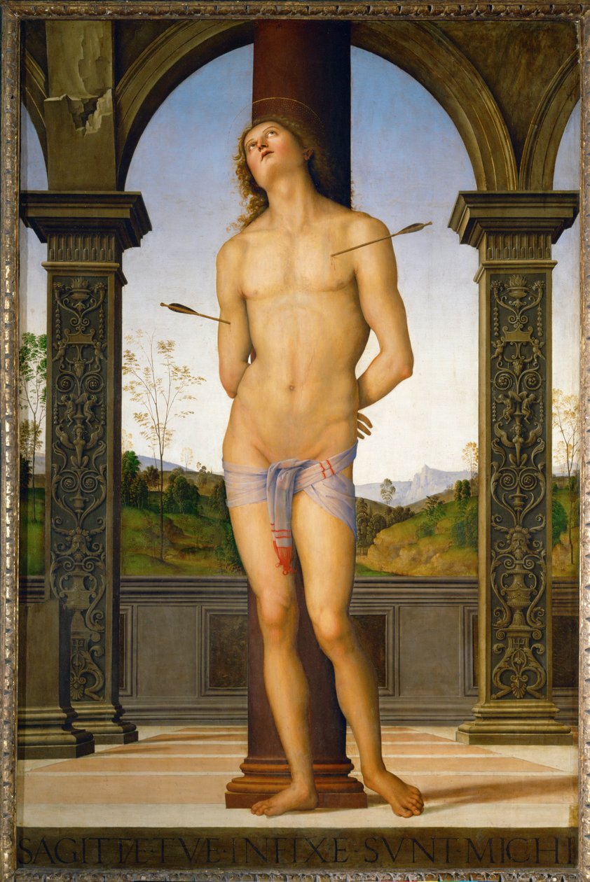 Svatý Sebastian ... od Pietro (studio of) Perugino