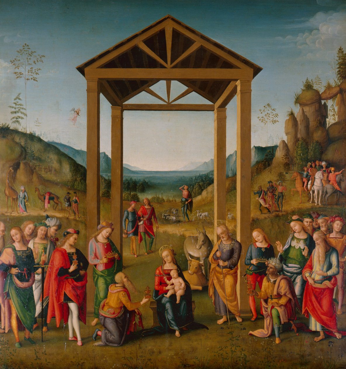 Klanění tří králů (olej na plátně) od Pietro (workshop of) Perugino