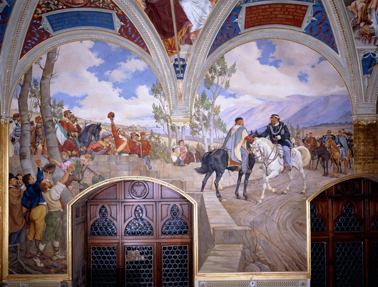 Setkání Viktora Emanuela II. s Giuseppem Garibaldim v Teanu od Pietro Aldi