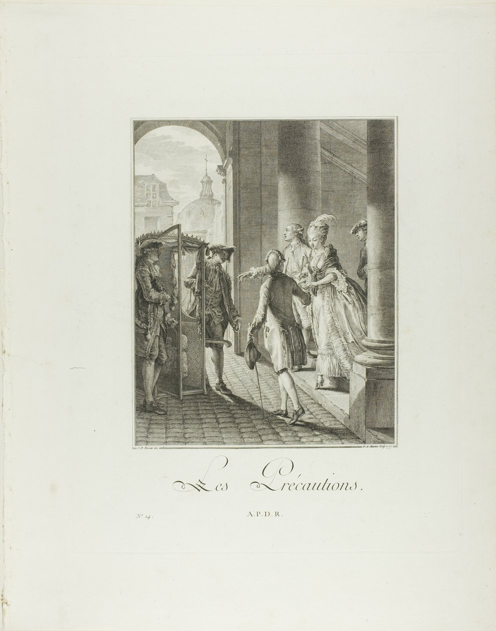 The Precautions, z Monument du Costume Physique et Moral de la fin du Dix-huitième siècle od Pietro Antonio Martini