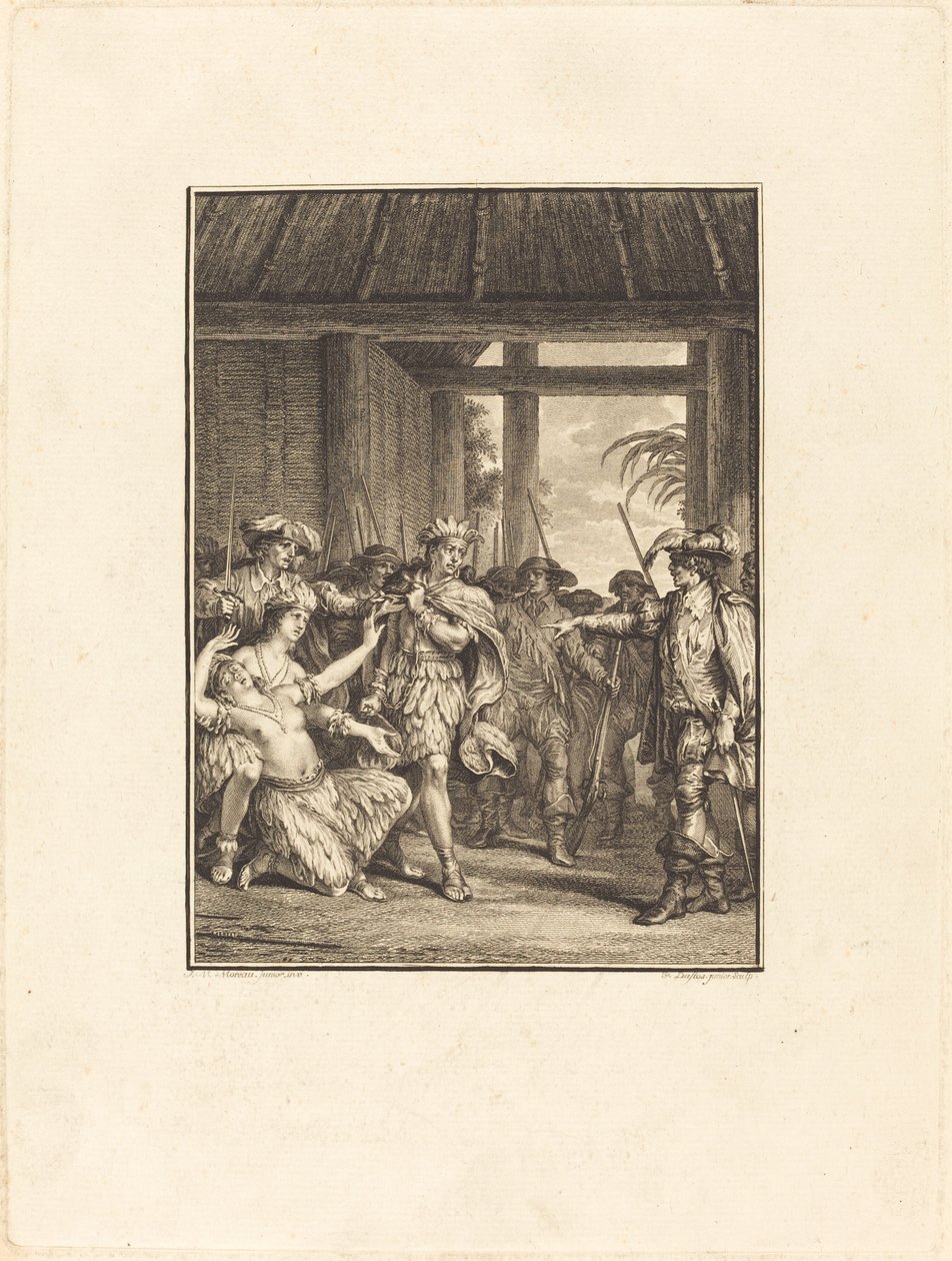 Objevení nového světa od Pietro Antonio Martini after Jean Michel Moreau