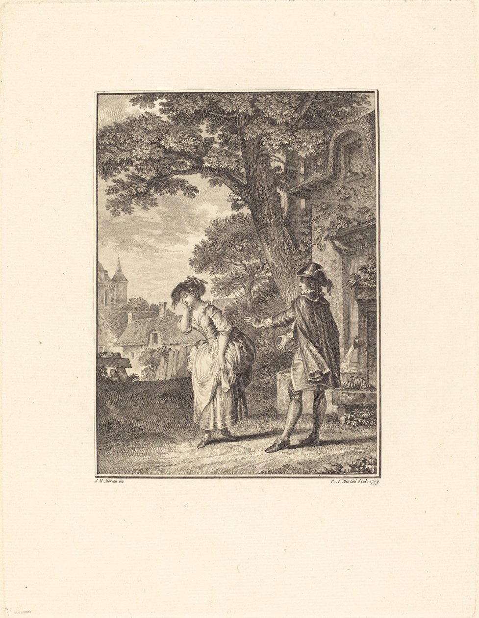 Diviner of the Village (Colette Weeping) od Pietro Antonio Martini after Jean Michel Moreau