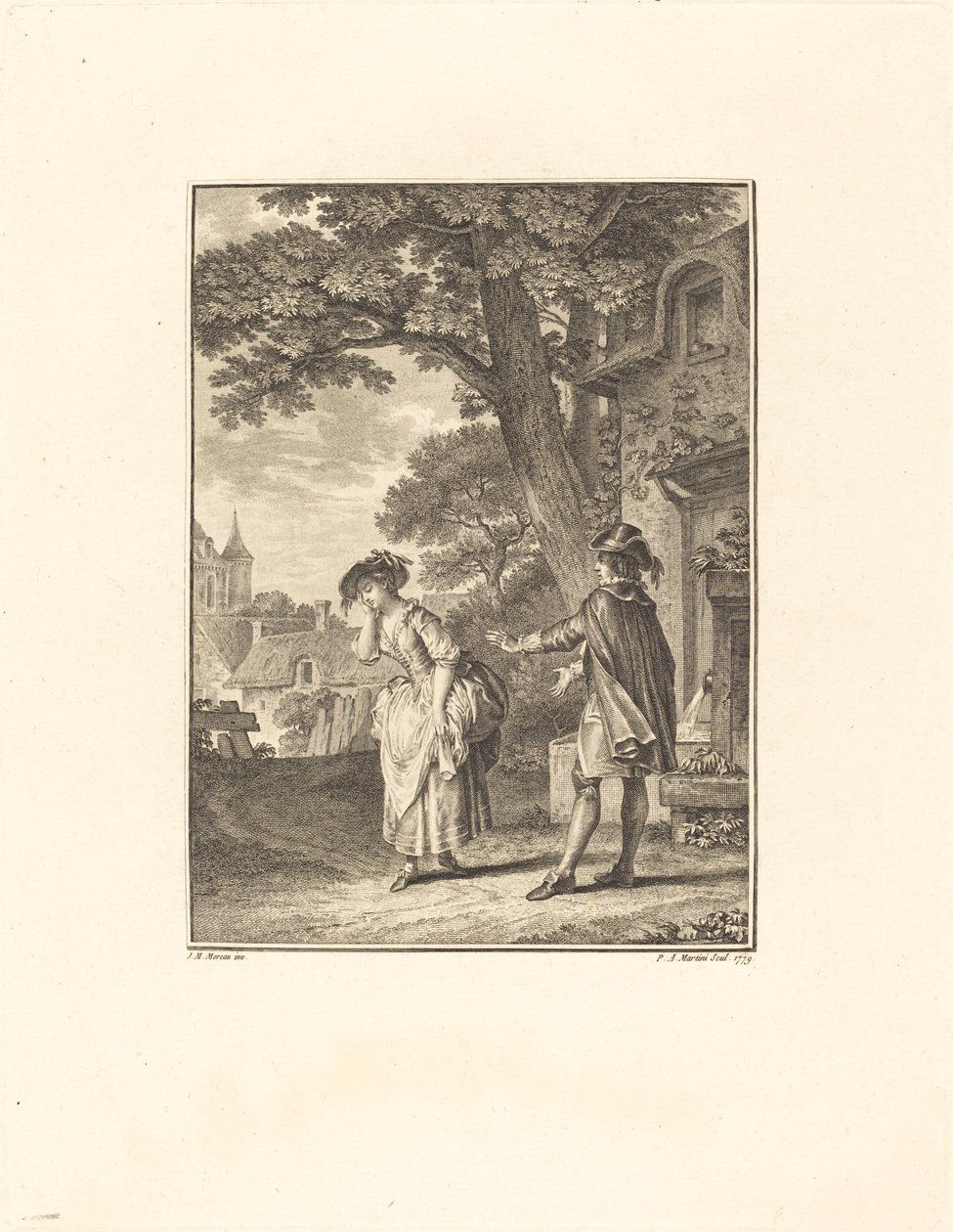 Diviner of the Village (Colette Weeping) od Pietro Antonio Martini after Jean Michel Moreau