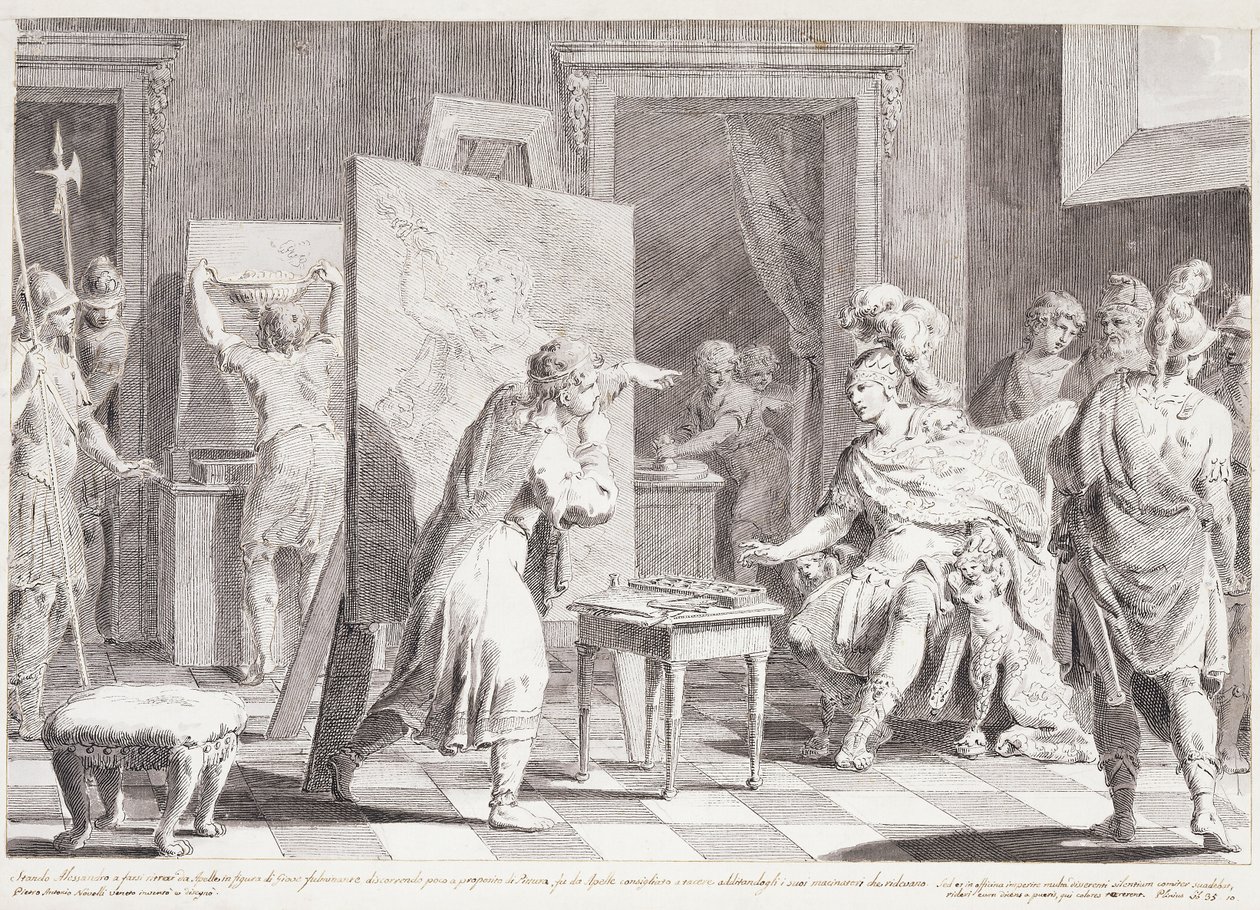 Alexandra Velikého v Appellesově studiu od Pietro Antonio Novelli