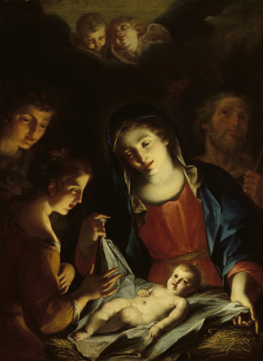 Madona adorující Jezulátko (olej na plátně) od Pietro Antonio Rotari