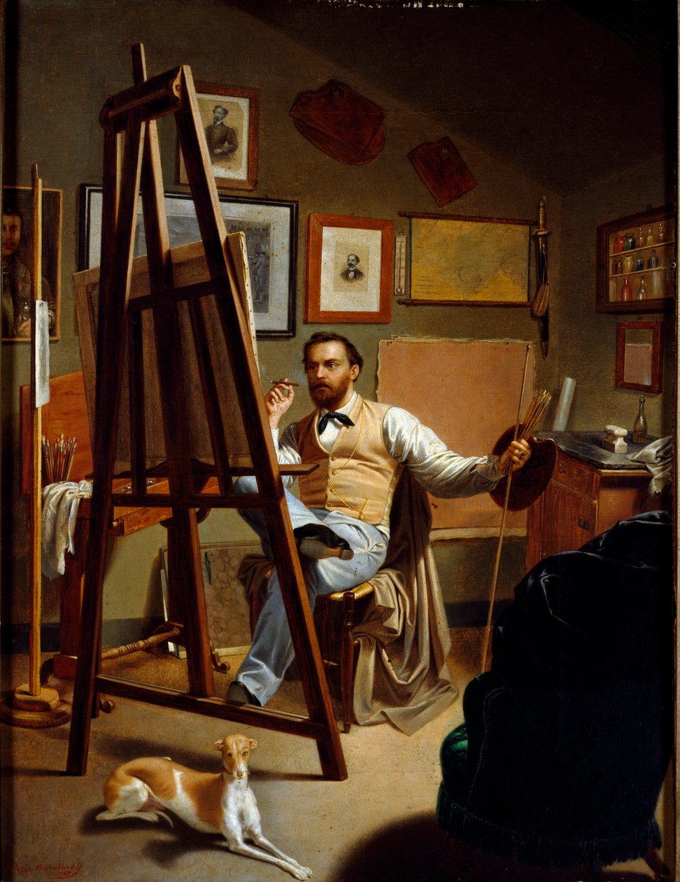 Malířův ateliér. Obraz Pietro Barabino (1822-1869) od Pietro Barabino