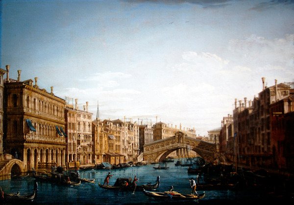 Canal Grande při pohledu na sever směrem k mostu Rialto (olej na plátně) od Pietro Bellotti