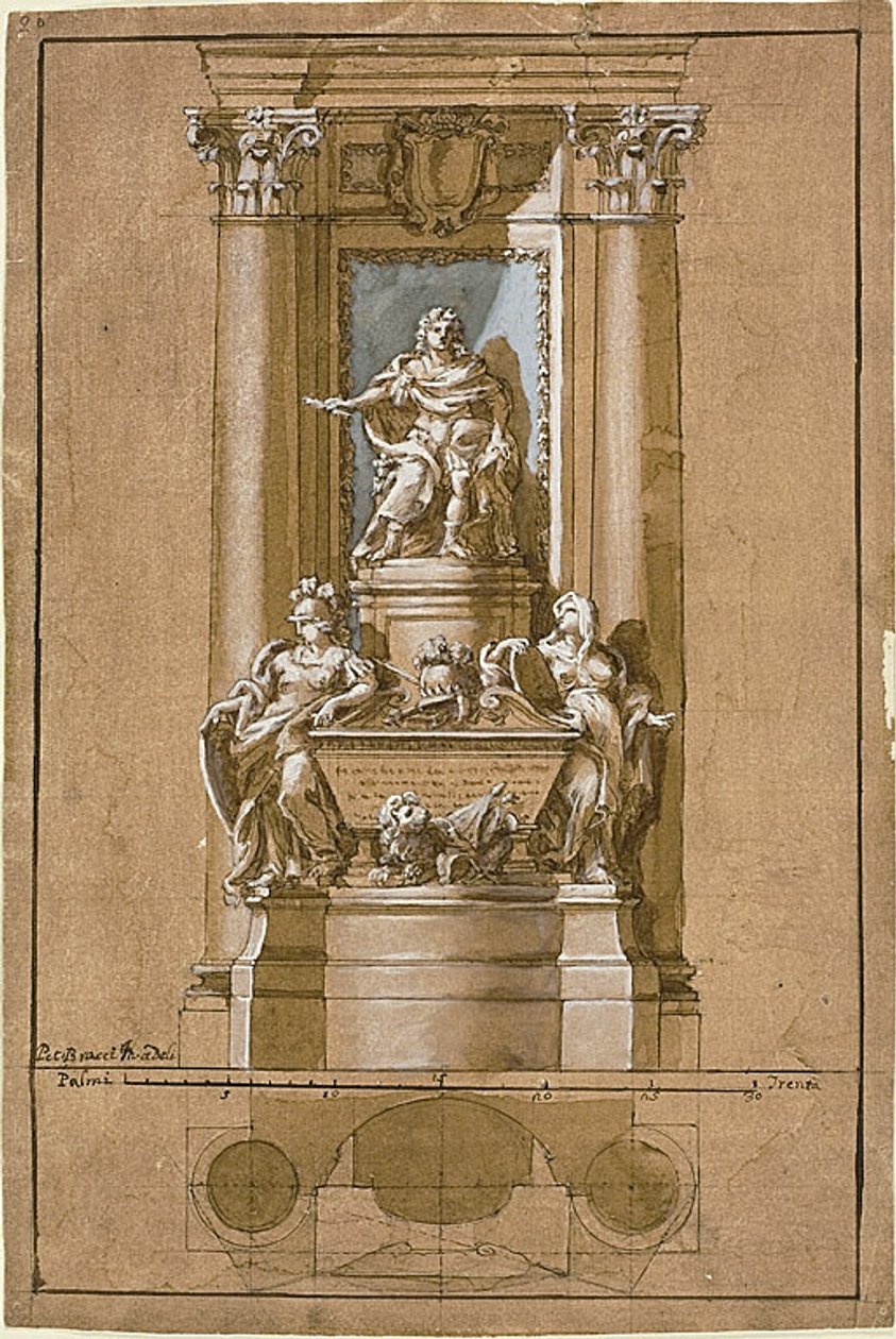 Projekt hrobky Jakuba III., starého pretendenta trůnu od Pietro Bracci