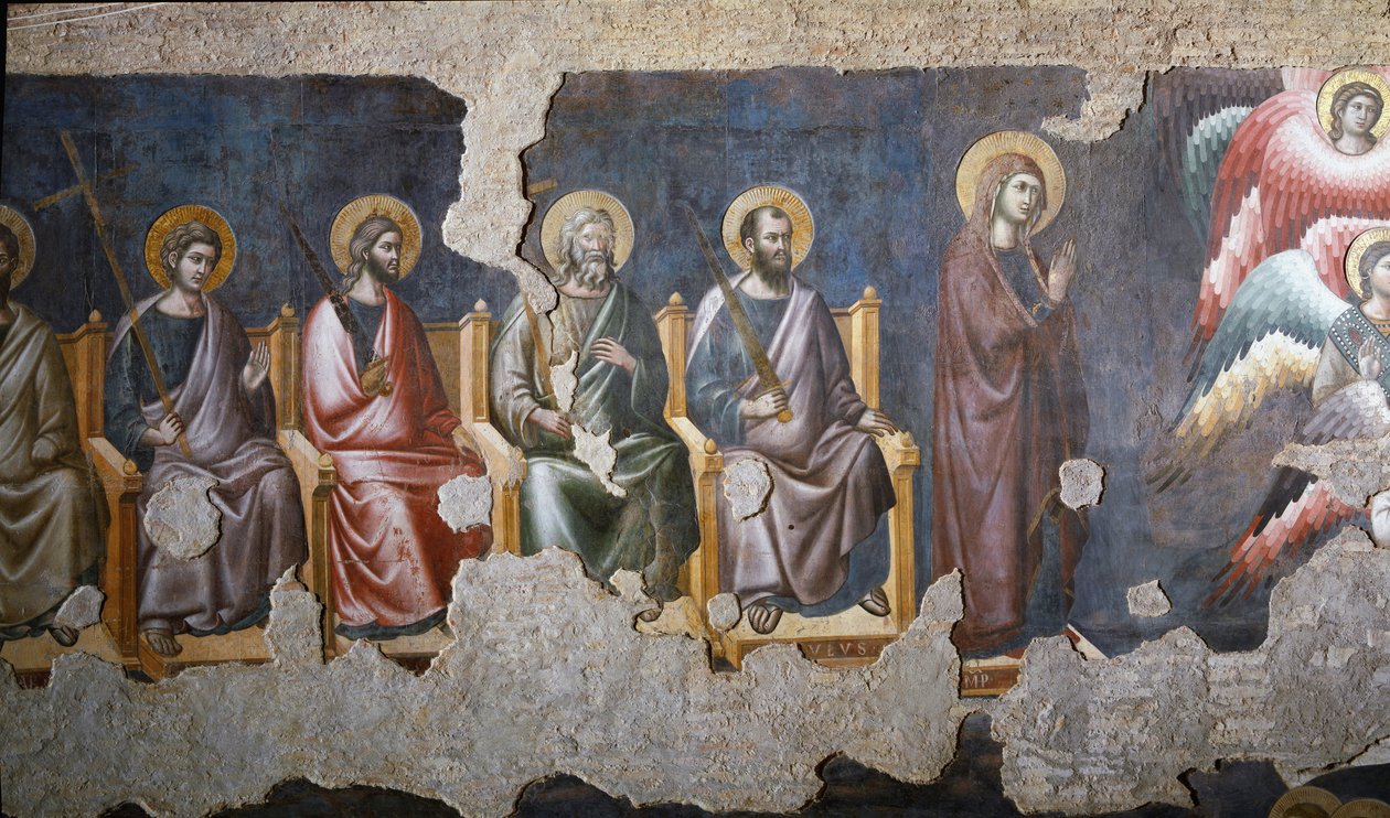 Detail posledního soudu Apotres (v čemž má svatý Pavel pravdu) - Freska od Pietro Cavallini